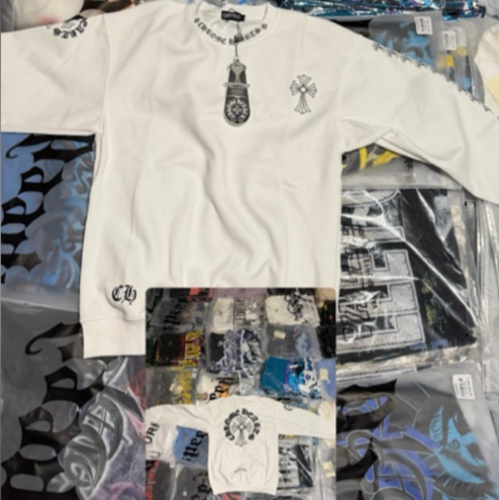 Chrome Hearts White Sweatshirt with Black Graphics